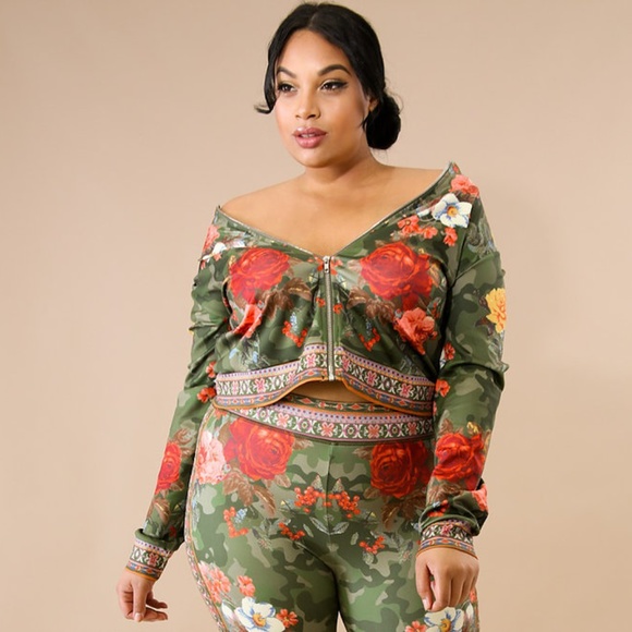 Jackets & Blazers - Camo Floral Tracksuit Jacket